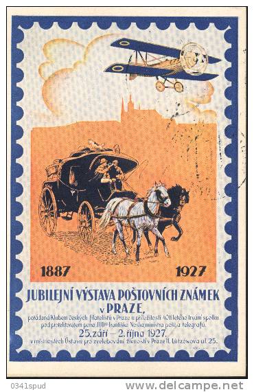 1927 Tchecoslovaquie   Avion Aereo Airplane  Diligenza Diligence Mail-coach - Stage-Coaches