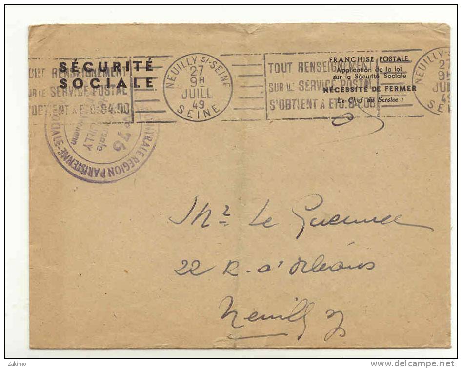 SECURITE SOCIALE NEUILLY SUR SIENE 1949  J1 - Telegraaf-en Telefoonzegels