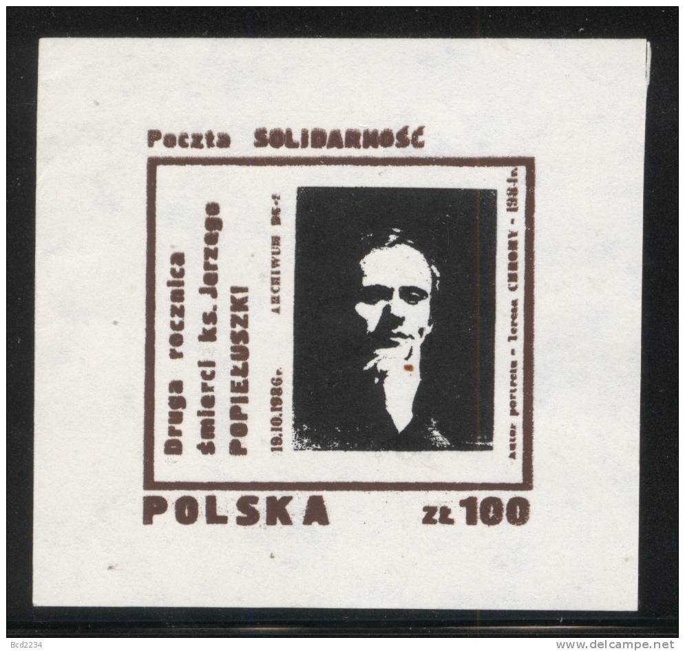 POLAND SOLIDARITY (POCZTA SOLIDARNOSC) 1986 2ND ANNIV DEATH OF FATHER JERZY POPIELUSZKO 2 MS (SOLID0264/0665) - Solidarnosc Labels