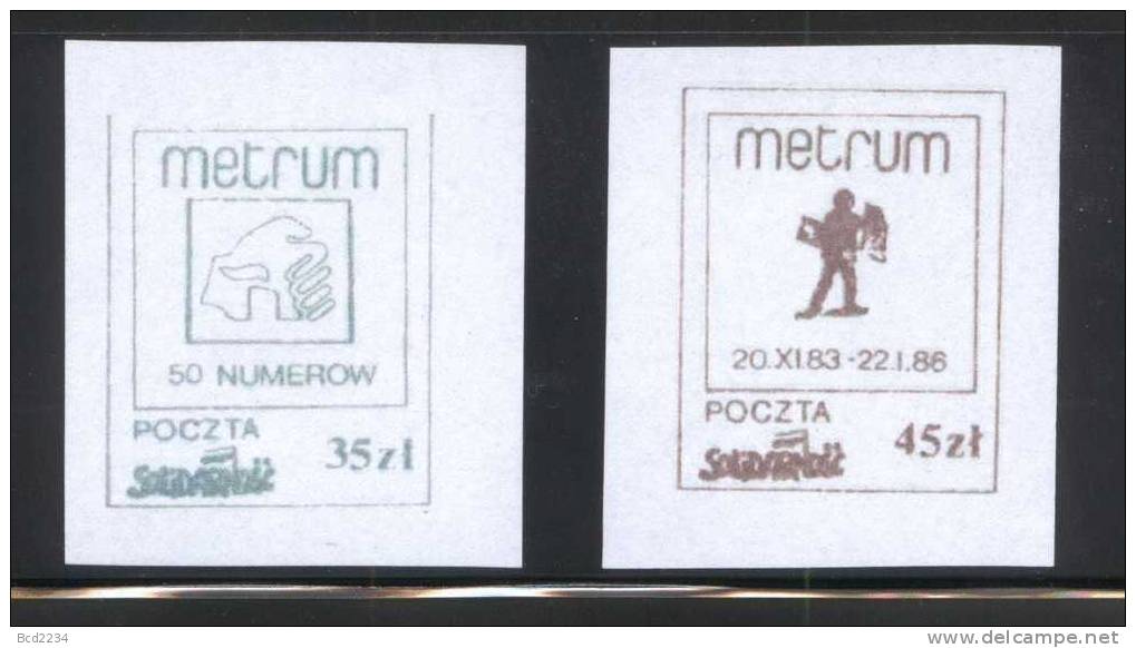 POLAND SOLIDARITY (POCZTA SOLIDARNOSC) 1986 METRUM NEWSPAPER 2 STAMPS WHITE PAPER (SOLID0696/0737) - Solidarnosc Labels