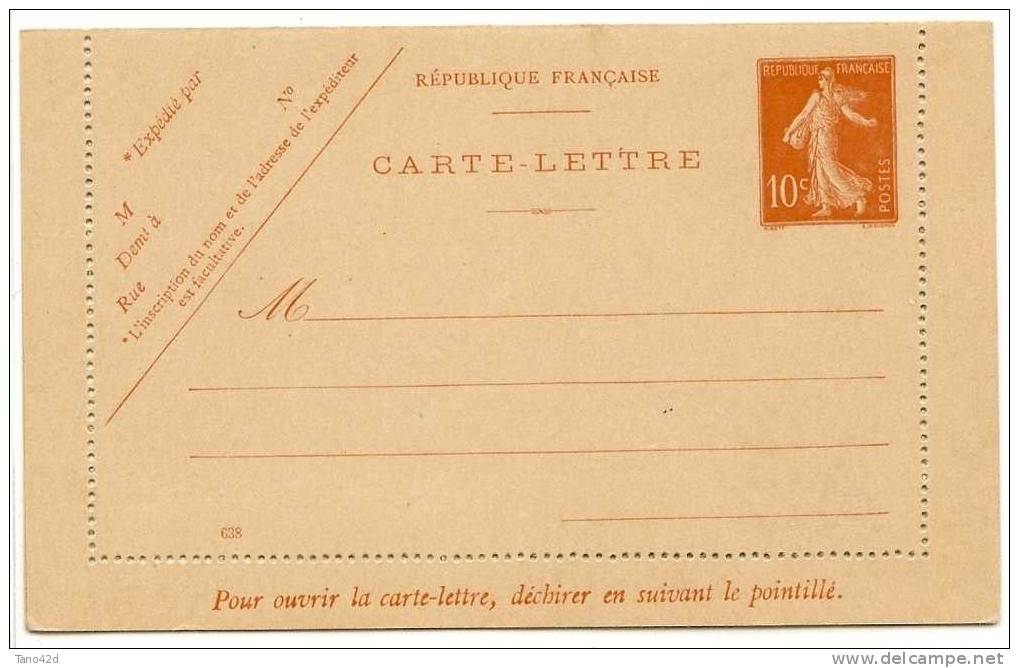 REF LIT8 - FRANCE EP CL TYPE SEMEUSE CAMEE 10c DATE 638 NEUVE - Cartoline-lettere