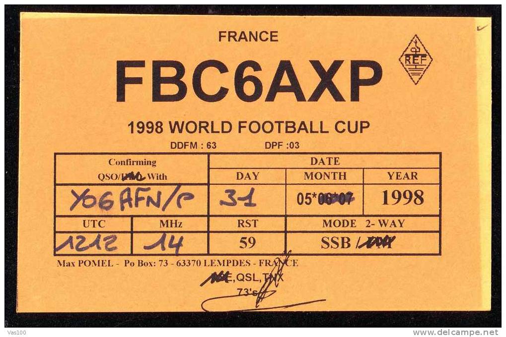 Amateur Radio Station,Coupe Du Monde De Football France 1998 PC,World Football Cup ´98 (F) - 1998 – France