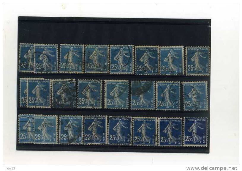 - ENSEMBLE DE TIMBRES DE FRANCE . VARIANTES DU 25c SEMEUSE CAMEE . - Used Stamps