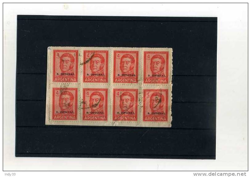 - ARGEN TINE . ENSEMBLE DE TIMBRES . SERVICE 1955 SUR FRAGMENT - Oficiales