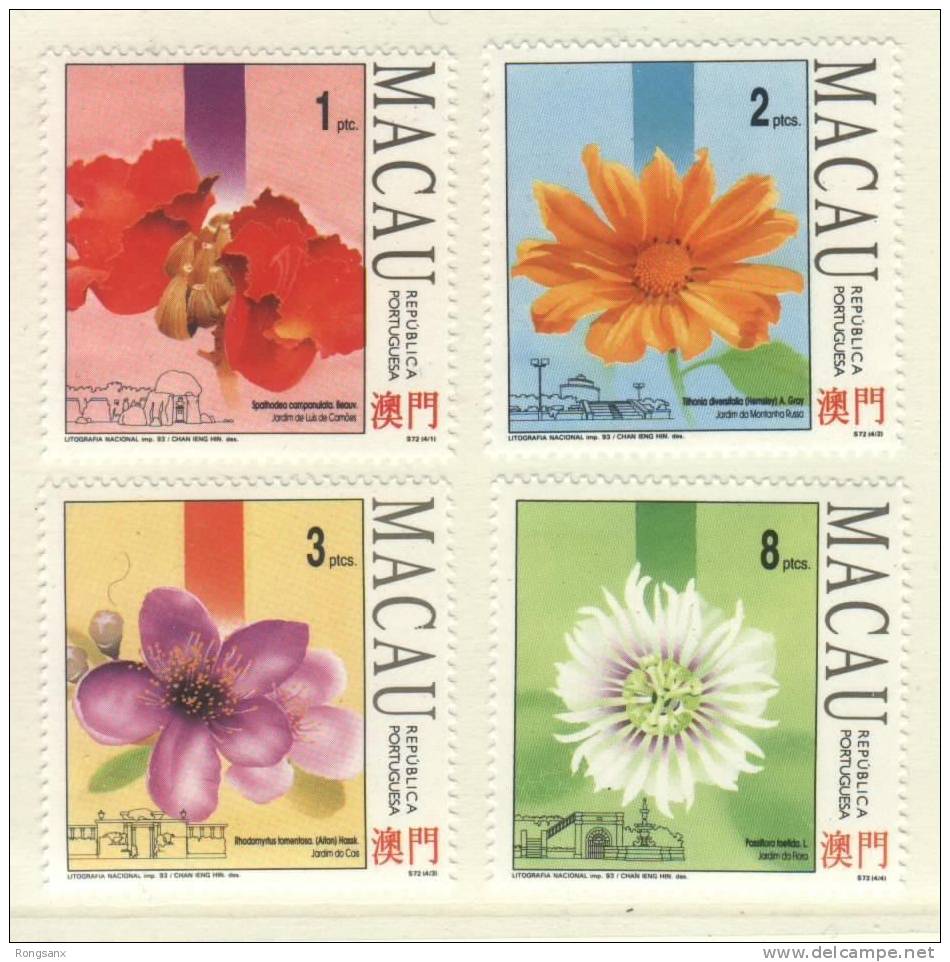 1993 MACAO Flowers And Gardens 4v STAMP - Blokken & Velletjes