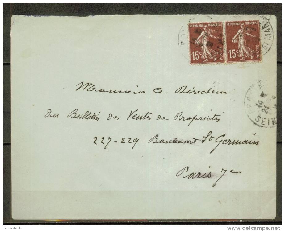 FRANCE N° 189 Paire Obl. S/ Lettre Entiére - Briefe U. Dokumente