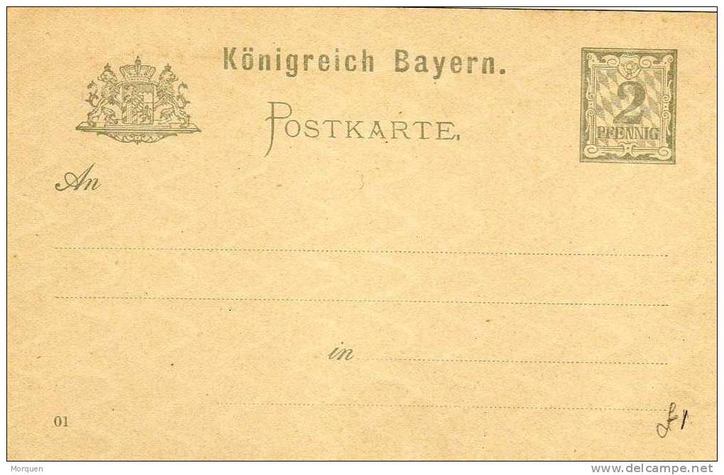 2671. Entero Postal BAYERN 2 Pfenning Gris - Postal  Stationery