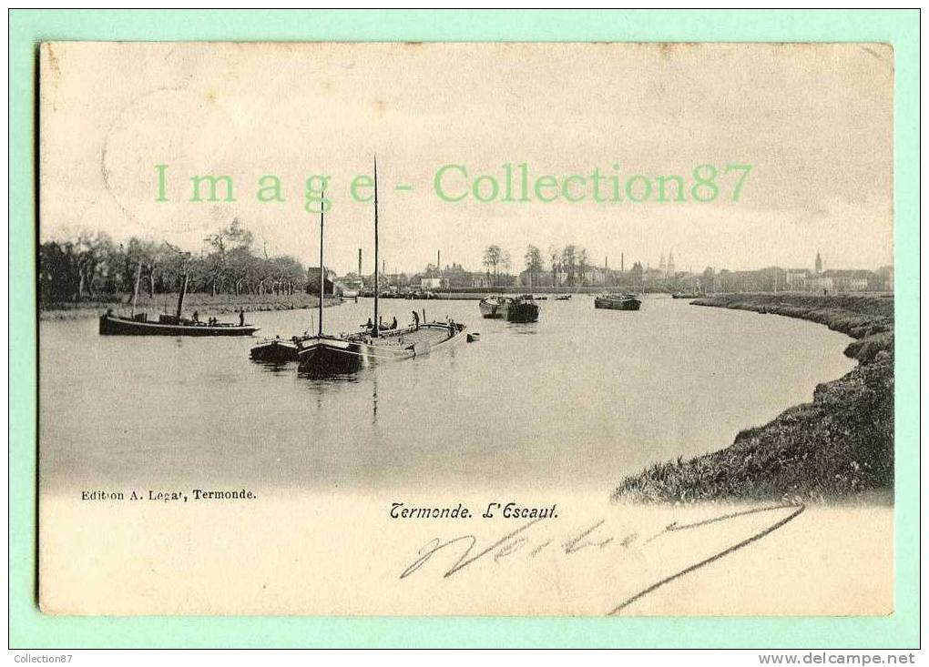 BELGIQUE - DENDERMONDE - TERMONDE - NAVIGATION Des PENICHES Sur L'ESCAUT - BATEAU PENICHE - CLICHE 1900 - Dendermonde