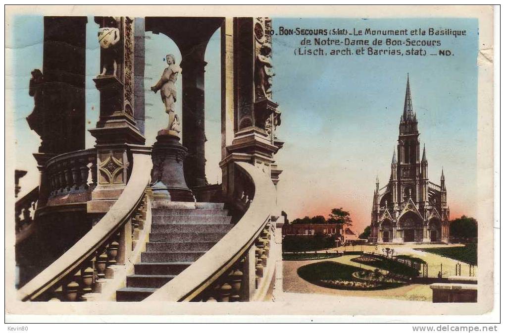 76 BON-SECOURS Le Monument Et La Basilique De Notre Dame De Bon Secours Cpsm Couleur - Bonsecours