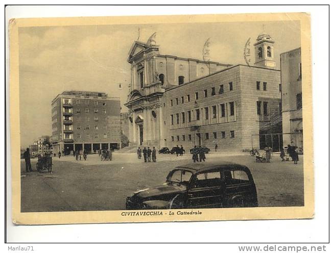 Lazio CIVITAVECCHIA Roma Cattedrale Auto 1954 Viaggiata Manca Francobollo - Civitavecchia