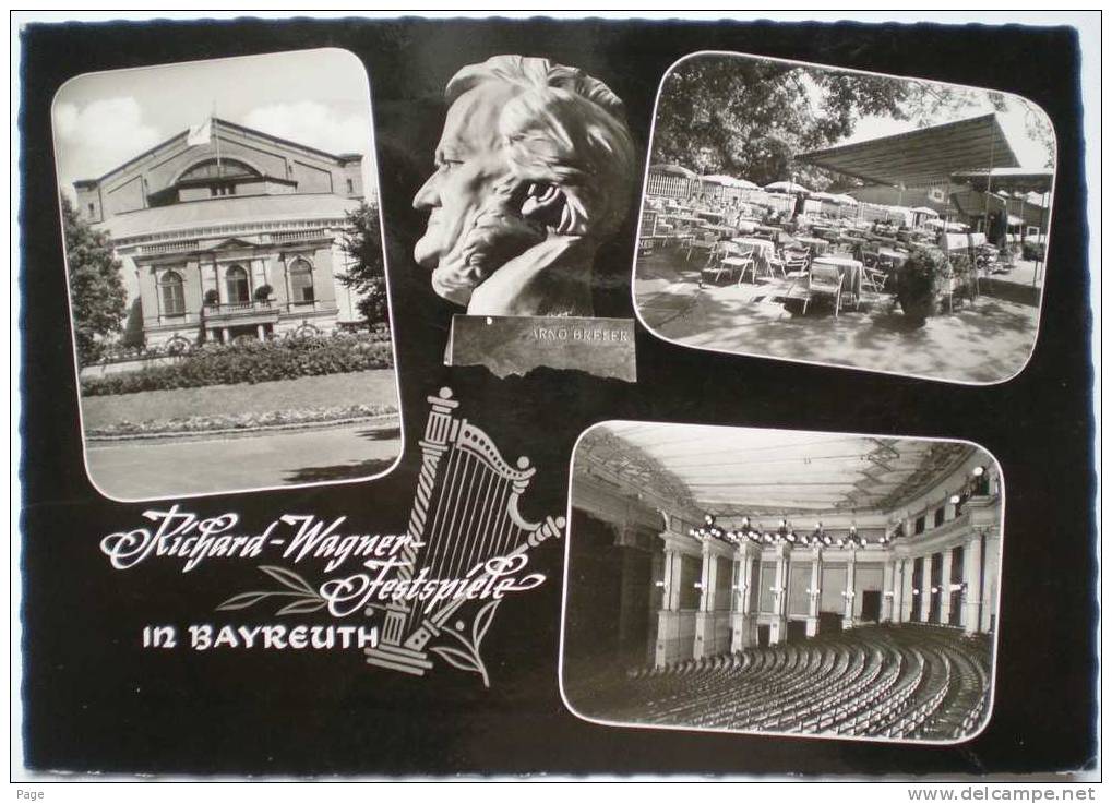 Bayreuth,4-Bild-Karte,Richard Wagner Festspiele,Arno Breker,Büste Richard Wagner,1963 - Bayreuth