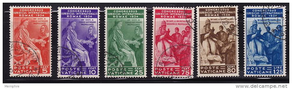VATICAN 1935  Congrès Juridique International  Série Complète Oblitérée  Sass 41-46 - Used Stamps
