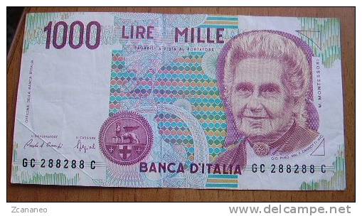 1.000 LIRE MONTESSORI CON NUMERI DI SERIE SPECIALI - - 1000 Lire