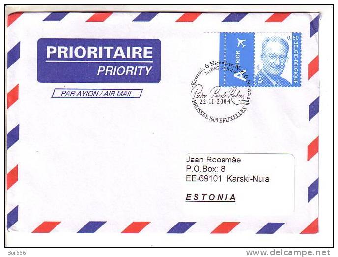 GOOD BELGIUM Postal Cover To ESTONIA 2004 - Good Stamped: King - Brieven En Documenten