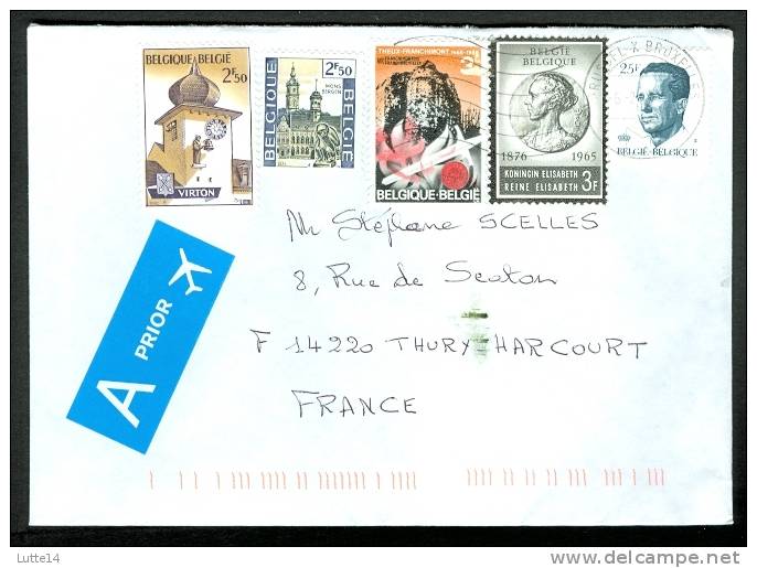 Enveloppe BELGIQUE - 5 Timbres : Virton / Mons Bergen / Theux / Reine Elisabeth / Roi - Oblitération Du 06/02/2009 - Storia Postale