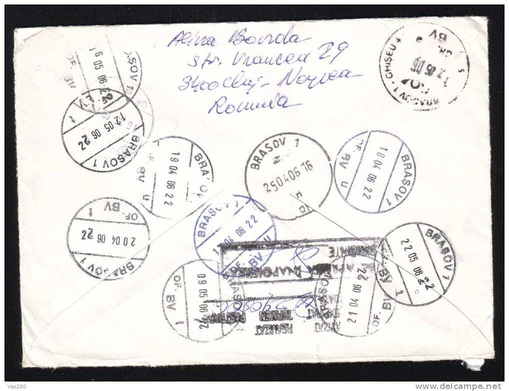 Pmk VERY RAR 14 On Registred Cover  From Cluj Sent To Brasov ! ! ! - Covers & Documents