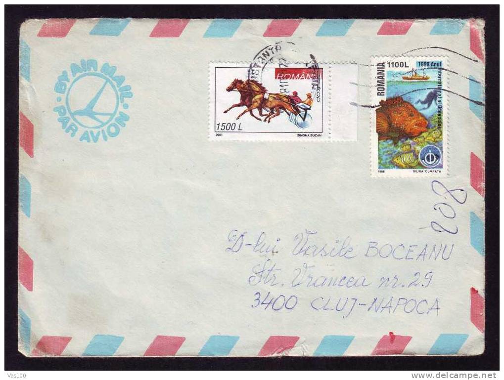 Stamp Fish And Horses On  Cover  From Constanta  Sent To Cluj ! ! ! - Briefe U. Dokumente