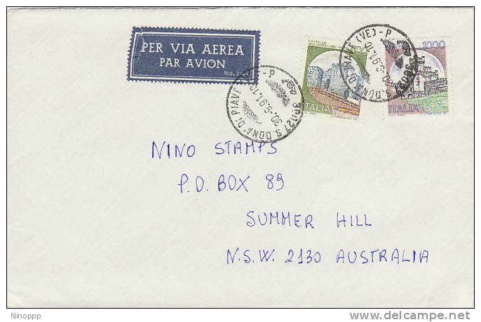 Italy-Cover Sent To Australia Castles 400 + 1000 L - Collections