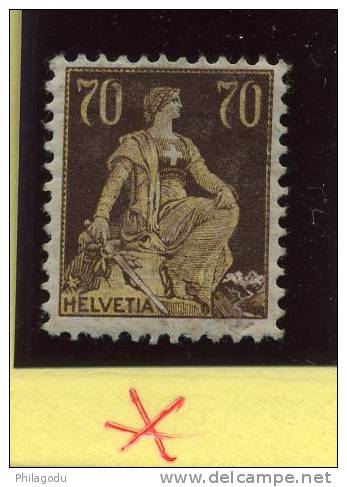 Yv. 125 *  Helvetia 70c  Neuf Avec Charnière  Mit Falz   + Cote Yvert 70 E - Neufs