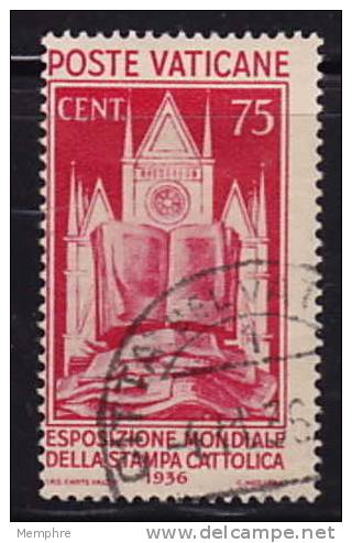 VATICAN 1936  Exposition Internationale De La Presse Catholique 0,75L Oblitéré - Gebruikt