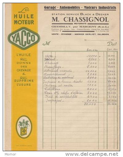 FACTURE 71 Saone Et Loire M.CHASSIGNOL Garage  Automobiles Industriels - Automobile