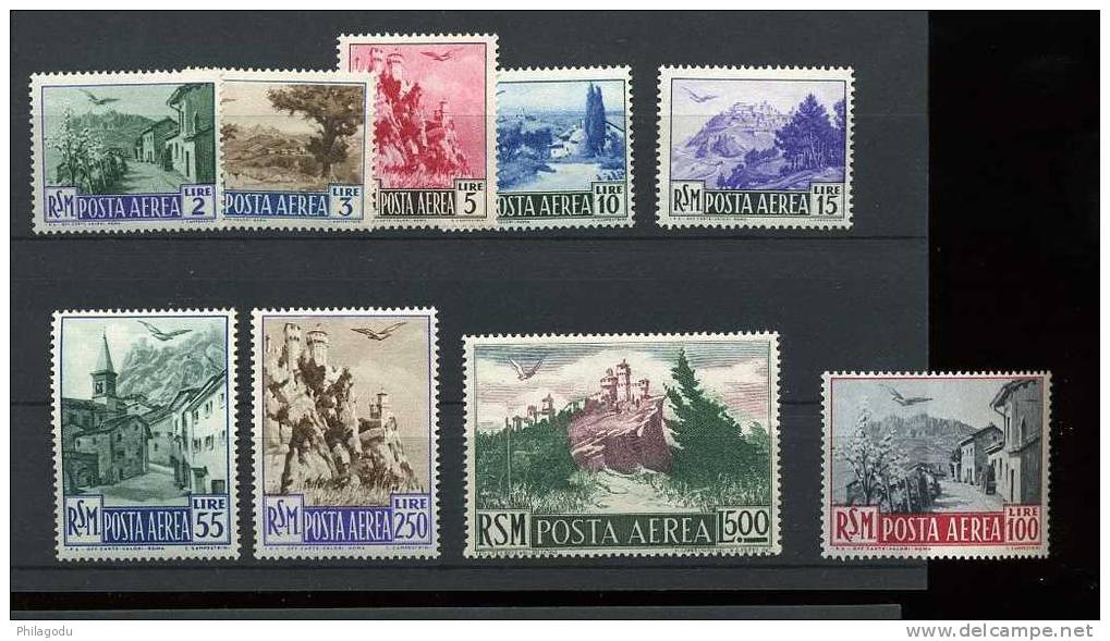 RSM Avion 74/82 ** LUXE ++  Sassone A.83/91 **   Cote 360 E  Postfrich - Airmail