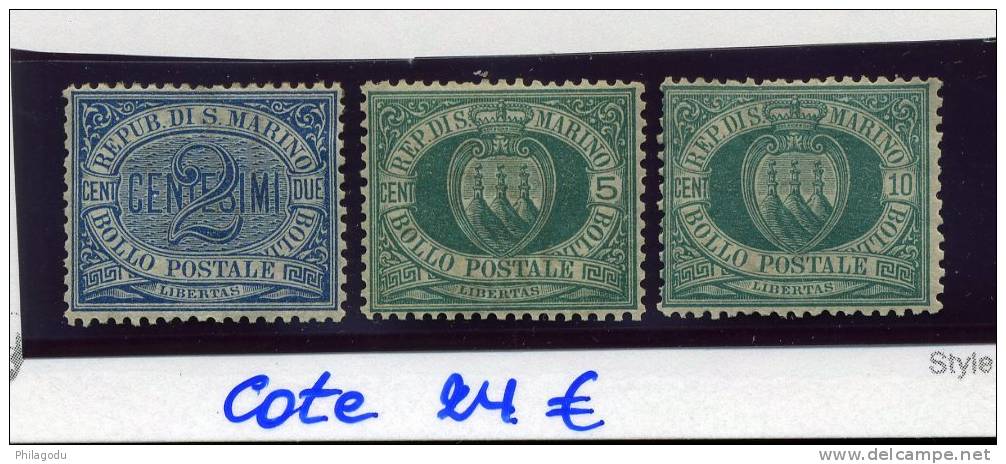 RSM  12* - 13* - 14*     +      Cote 24 €  Avec Charnière - Unused Stamps