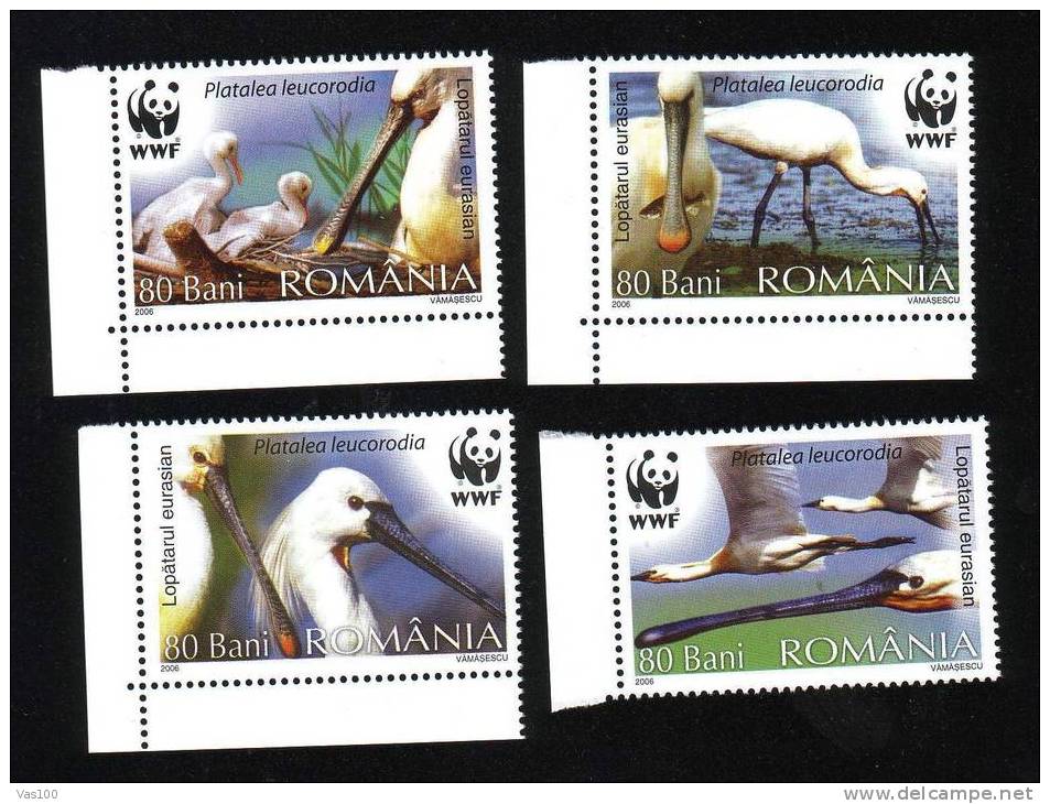 Romania ,2006 WWF-PROTECTED BIRDS-THE EURASIAN SPOONBILL,MNH - Nuevos