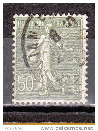 FRANCE / 1924 / Y&T N° 198 : Semeuse Lignée 50c Vert-olive - Choisi - Cachet Rond - Used Stamps