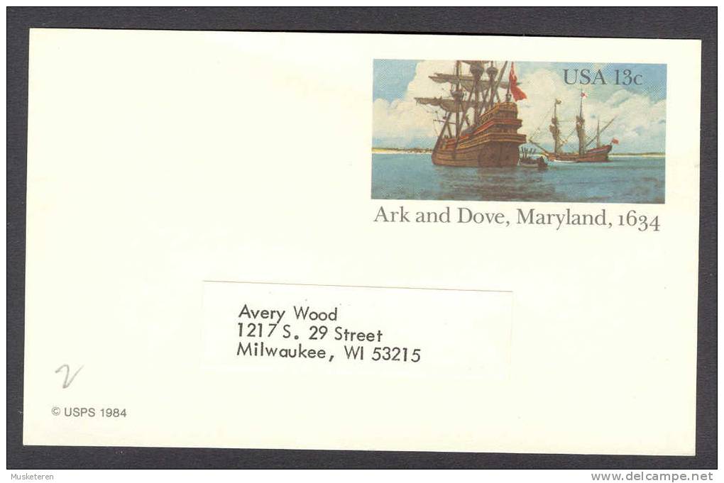 United States Postal Stationery Ganzsache Entier 1984 Ark And Dove Maryland 1634 Not Cancelled But Used - 1981-00