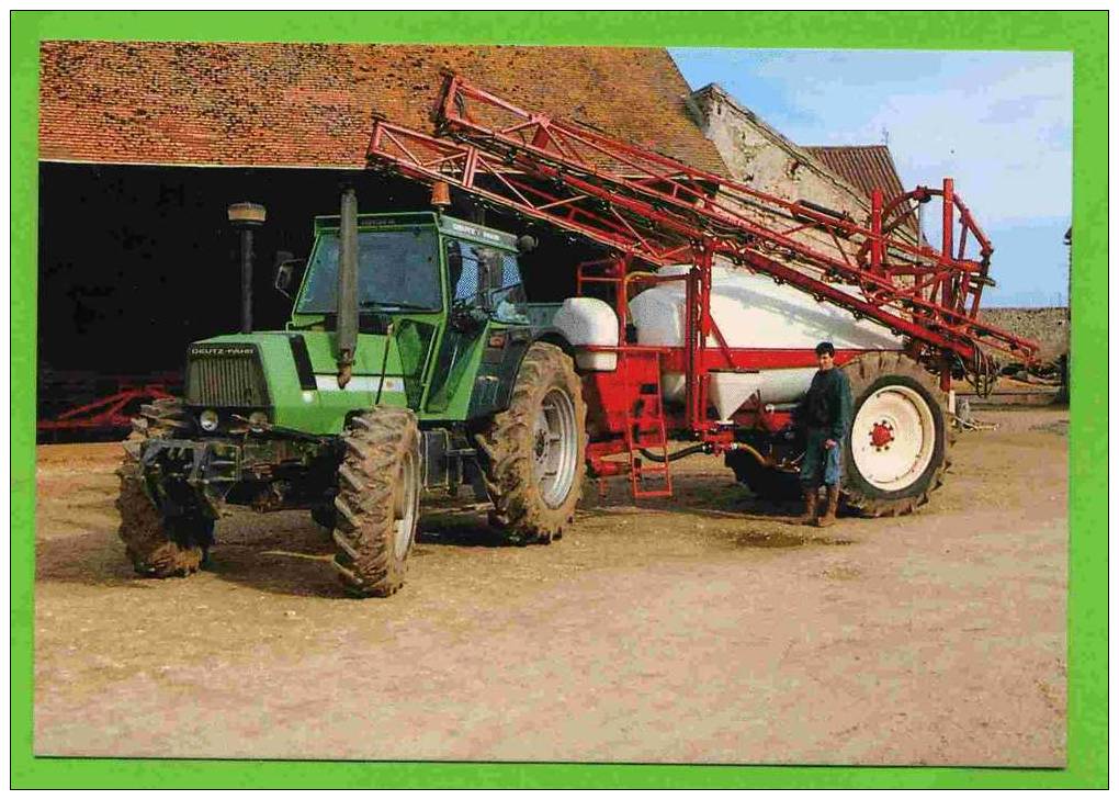 HAMEAU D HATTONVILLE 1995 EN BEAUCE TONNE NODET GOUGIS ET TRACTEUR DEUTZ FAHR DX 6.3PHOTO M. LAURENT CARTE SUPERBE ETAT - Landbouw