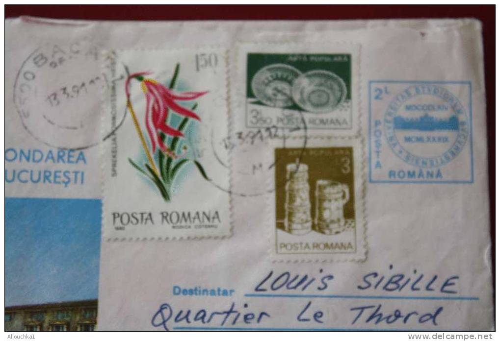 LETTER MARCOPHILIA LETTRE ILLUSTREE  125 ANS FONDATION  UNIVERSITE DE BUCAREST ROUMANIE ROMANIA ROMINA 1991 - Storia Postale