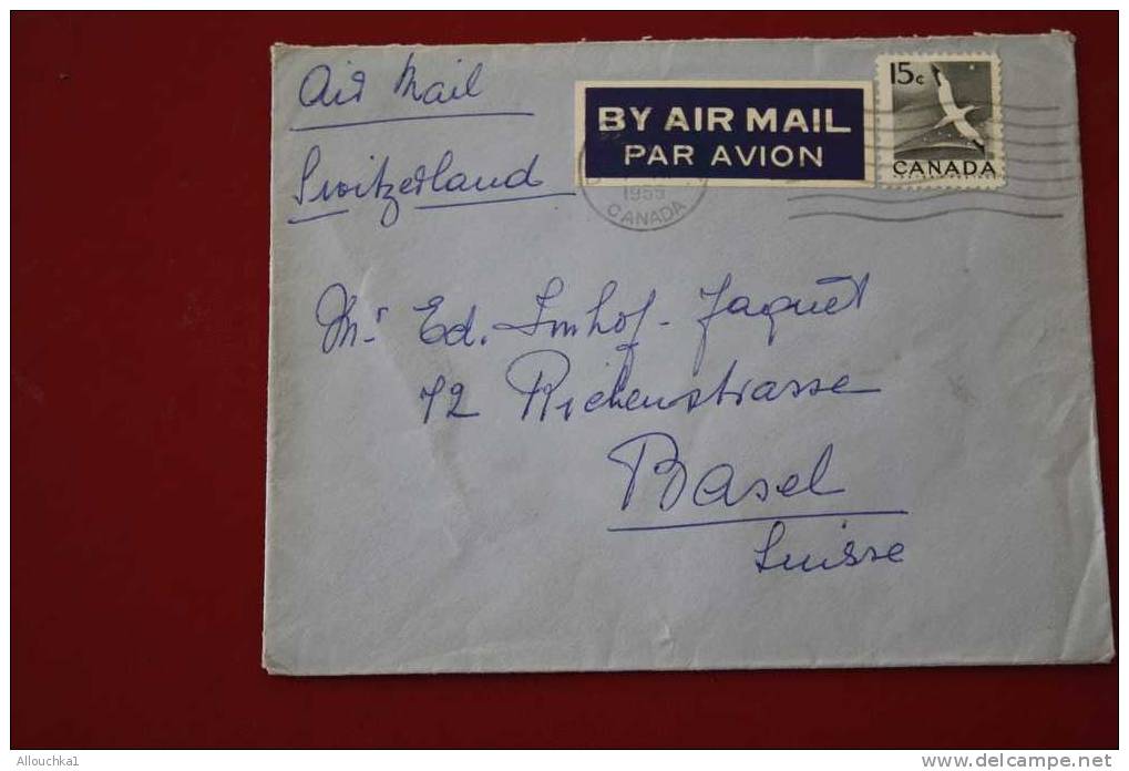 1955  LETTER MARCOPHILIE LETTRE DE ONTARIO CANADA POUR BASEL BALE EN SUISSE 1955 PAR AVION - Airmail