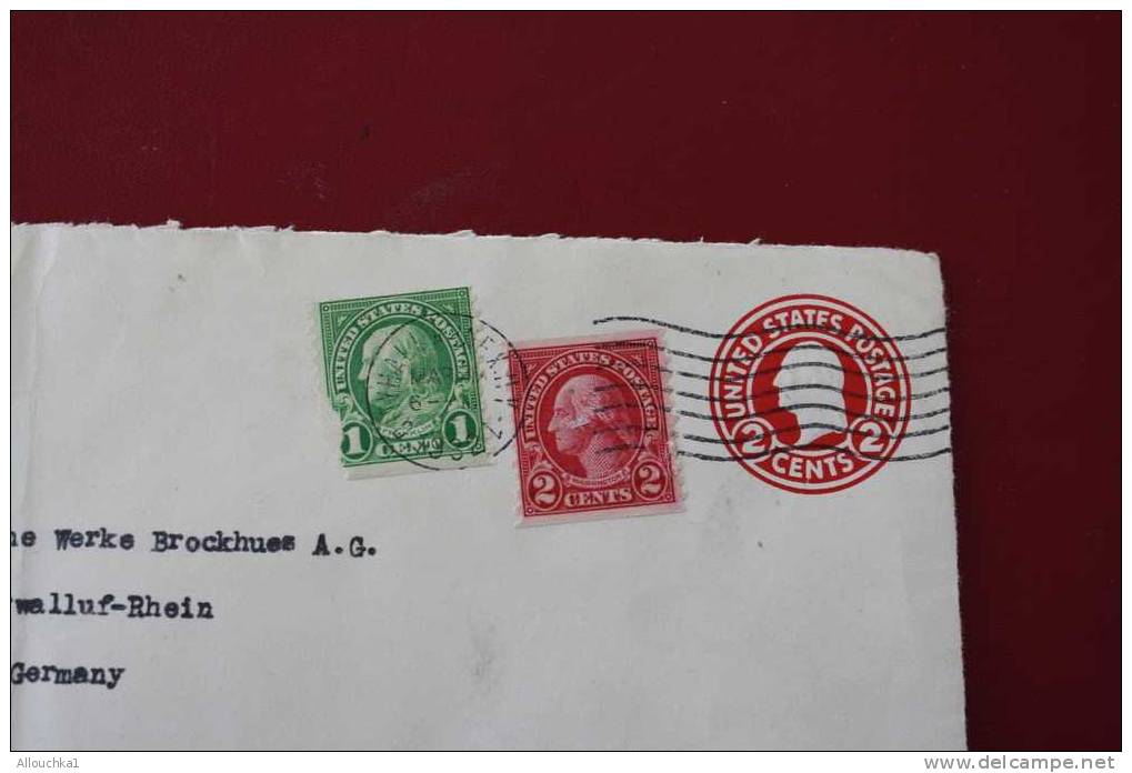 1932 ENTIER POSTAUX LETTER MARCOPHILIE LETTRE USA ETATS UNIS AMERIQUE UNITED STATES NEW YORK + TIMBRES RAJOUTES - 1921-40