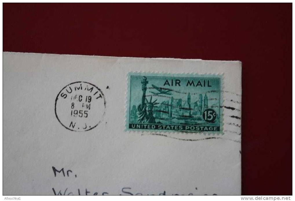 1955 LETTER MARCOPHILIE LETTRE USA ETATS UNIS AMERIQUE UNITED STATES: SUMMIT NEW JERSEY P/ LUZERN  SUISSE - Storia Postale