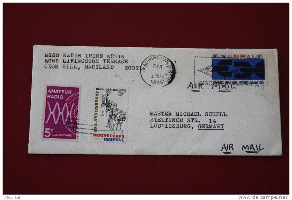 1966 LETTER MARCOPHILIE LETTRE USA ETATS UNIS AMERIQUE UNITED STATES:OXON HILL MARYLAND WASHINGTON/ LUDWISGBURG GERMANY - Postal History