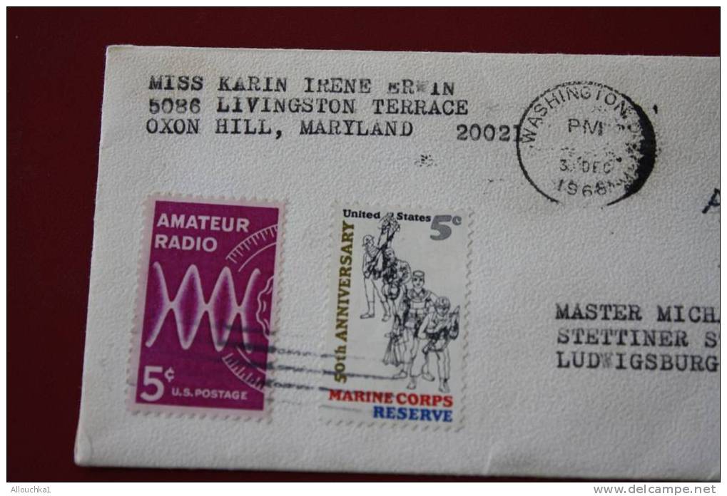 1966 LETTER MARCOPHILIE LETTRE USA ETATS UNIS AMERIQUE UNITED STATES:OXON HILL MARYLAND WASHINGTON/ LUDWISGBURG GERMANY - Postal History