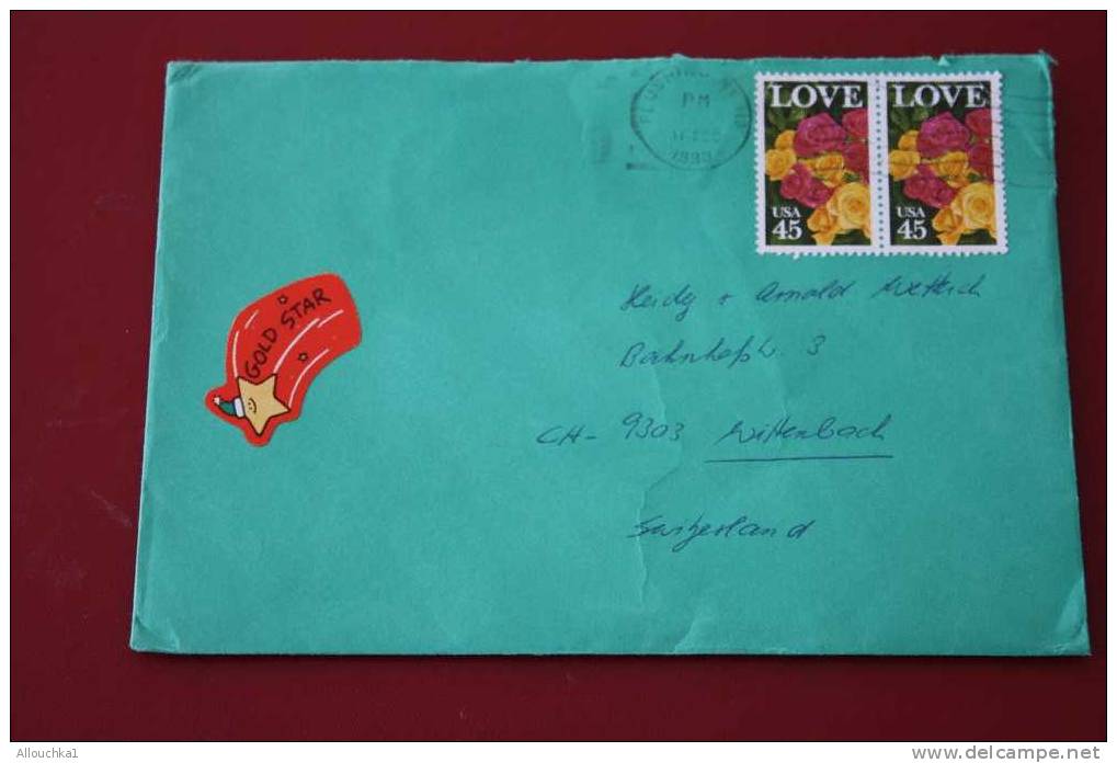 1990 LETTER MARCOPHILIE LETTRE USA ETATS UNIS AMERIQUE UNITED STATES:N.Y.113 POUR LA SUISSE WITENBACH + LABEL VIGNETTE - Storia Postale