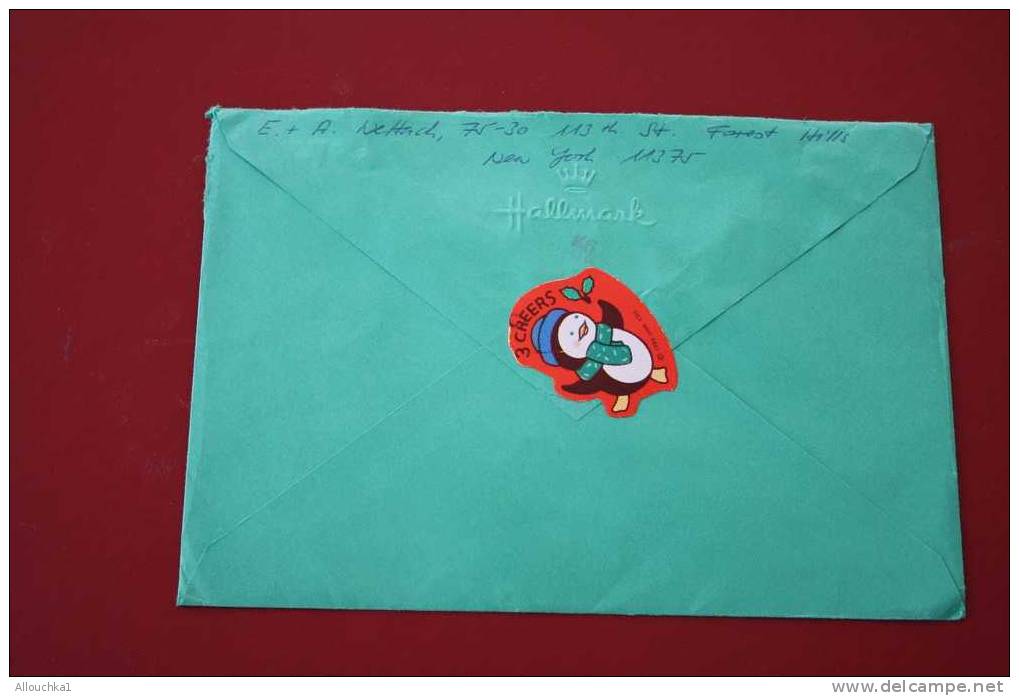 1990 LETTER MARCOPHILIE LETTRE USA ETATS UNIS AMERIQUE UNITED STATES:N.Y.113 POUR LA SUISSE WITENBACH + LABEL VIGNETTE - Postal History