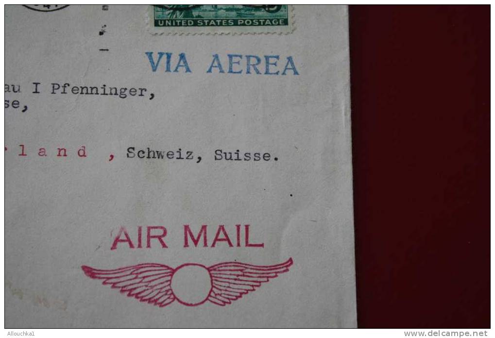 1947 LETTER MARCOPHILIE LETTRE USA ETATS UNIS AMERIQUE UNITED STATES: WASHINGTON D.C.  POUR BAAR KANTON ZUG  SUISSE - Postal History