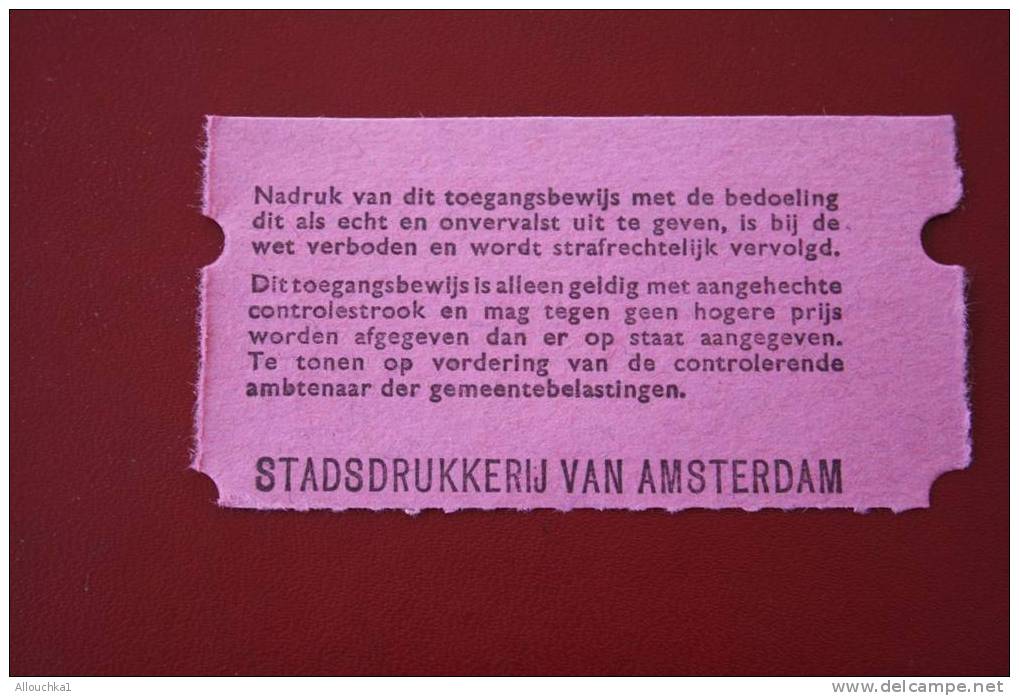 BILLET TICKET  DE CIRCULATION TOUR CICULAIR A AMSTERDAM HOLLANDE PAYS BAS - Wereld