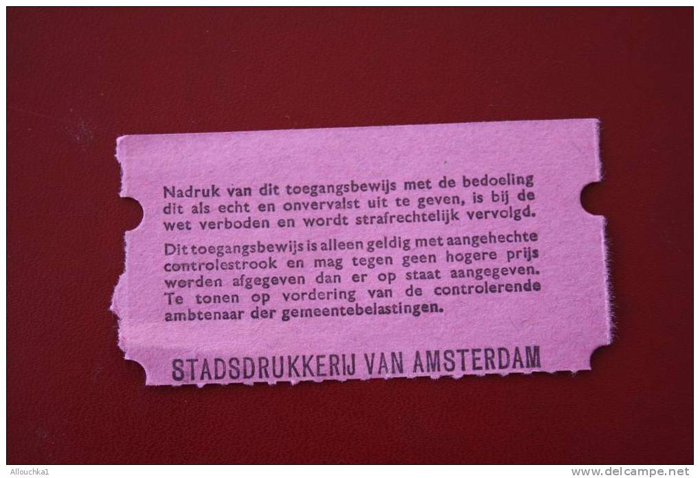 BILLET TICKET  DE CIRCULATION TOUR CICULAIR A AMSTERDAM HOLLANDE PAYS BAS - Wereld