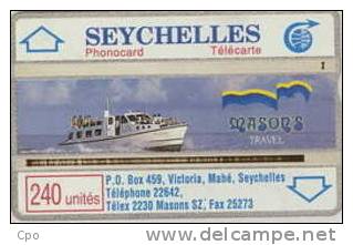 # SEYCHELLES 3 Mason's Travel 240 Landis&gyr  -bateau,boat- Tres Bon Etat - Seychellen