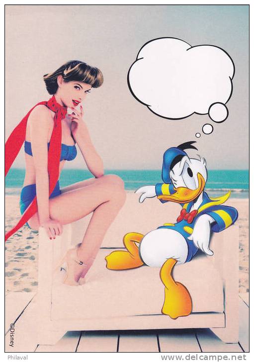 Donald à La Plage - Cp 10 X 15 Cms. - Bandes Dessinées