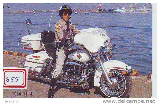 MOTOR * HARLEY DAVIDSON *  Telecarte Japon (855) POLICE * Motorbike * Phonecard Japan * Telefonkarte - Motorbikes