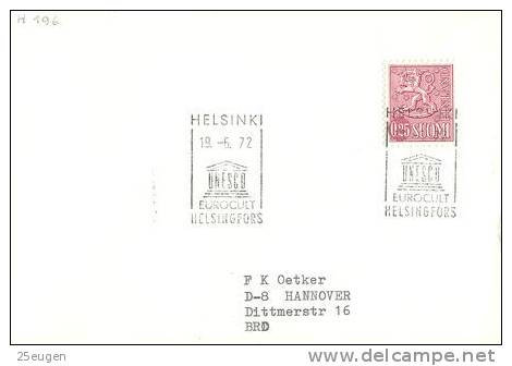 FINLAND 1972 EUROPALIA POSTMARK - Cartas & Documentos