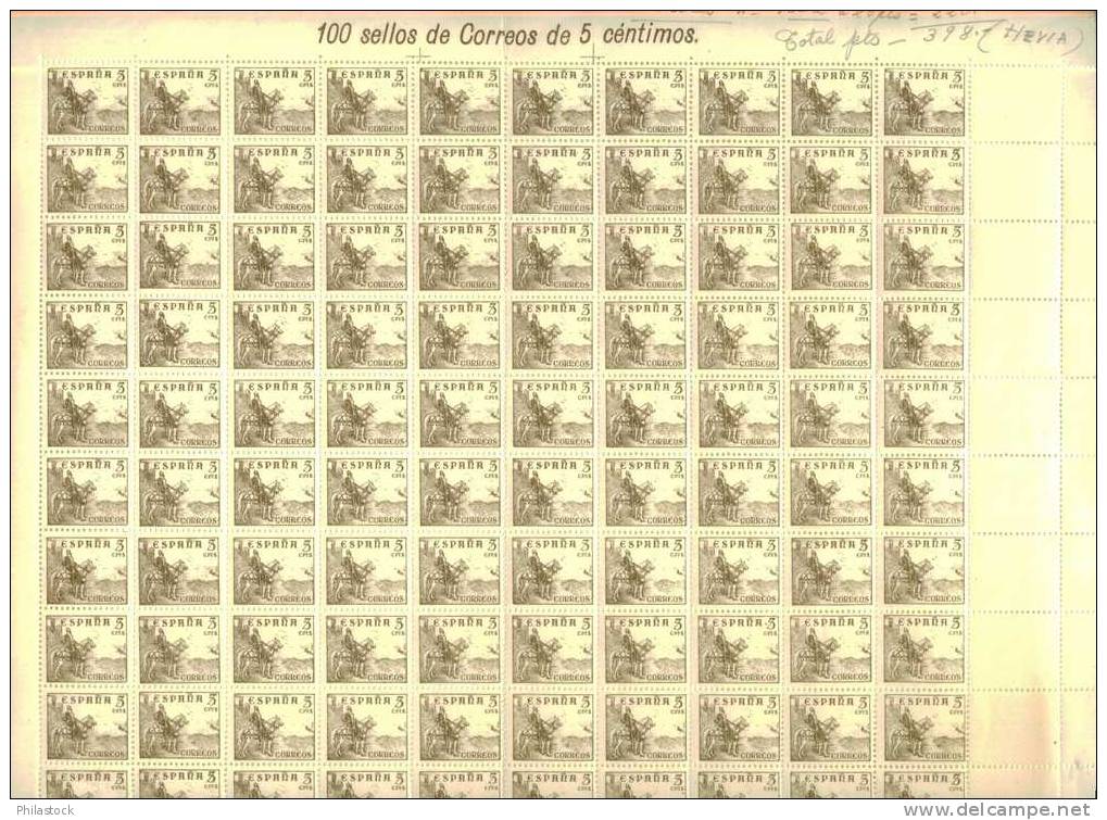 ESPAGNE  N° 785 ** Feuille Intégrale De 100 Avec Les 11 Variétés De Cette émission - Nuevos