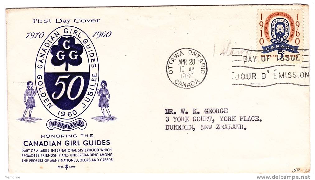 1960  Guides  Sc 389  Rosecraft   Cachet - 1952-1960