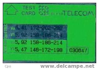 # UK_BT T4 1990 Green / Polished Silver (Test Card)  Landis&gyr   Tres Bon Etat - BT Engineer BSK Dienst Und Test