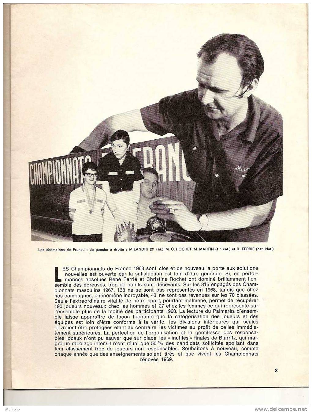 Revue Sport Bowling: Rene Ferrie Et Christine Rochet, Champions De France, Pub Bowling De La Matene à Fontenay Sous Bois - Bowling